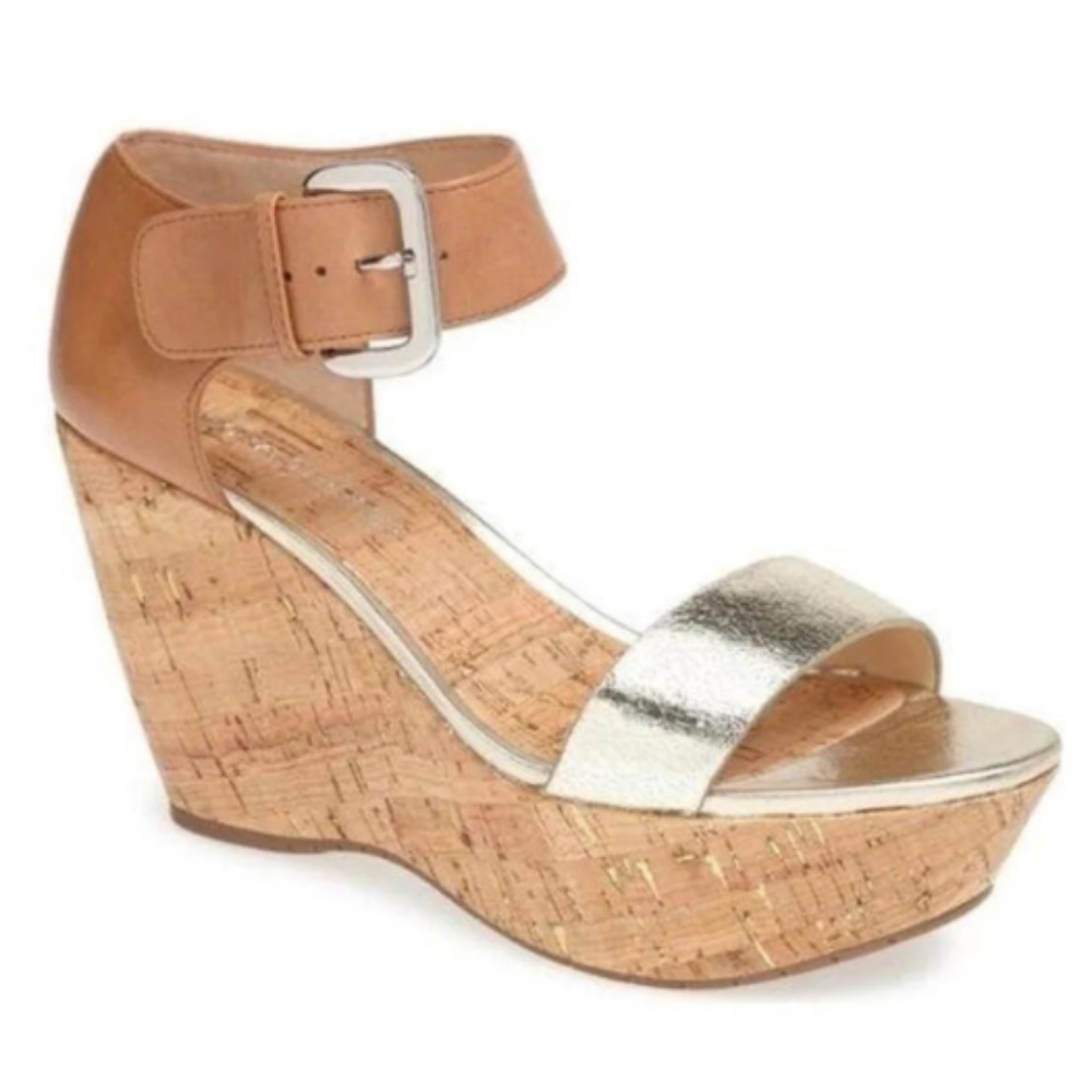 Donald J Pliner Malibu Platinum/Natural Kid Cork Sandal sz 10M